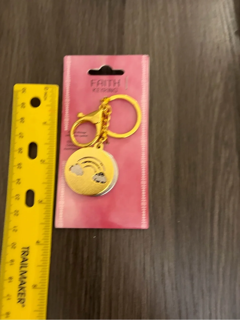 Gold Cloud & Rainbow Round Keychain